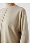 Lcw Vision Beige Crew Neck Plain Oversize Women's Sweatshirt - 3