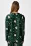 Women's Ely Premium Crew Neck Green Teddy Bear Suede Texture Christmas Pajamas Set - 6