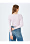 Lace Detailed Long Sleeve Slim Fit Crop T-Shirt - 4