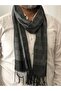 Men's Grey Tones Tasseled Striped Scarf - New Year's Christmas Gift - 3