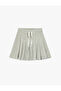 Thick Pleated Mini Skirt with Tie Waist