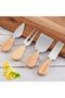 Set of 4 Bamboo Steel Cheese Knife Set Breakfast Serving Set