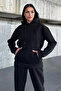Women's Oversize 3 Thread Raised Elastic Leg Hooded Kangaroo Pocket Thick Sweatpants Set - 4