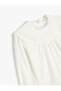 Lace Detailed Long Sleeve Stand Collar Blouse - 3