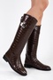 Women's Matia Brown Crocodile Rider Long Boots - 4