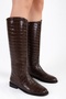 Women's Matia Brown Crocodile Rider Long Boots - 6