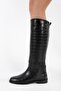 Women's Matia Black Crocodile Rider Long Boots - 5