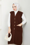 Women's Pocketed Button Closure Knitwear Vest - 7