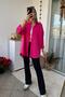 Oversize Fuchsia Shirt with Side Ties - 3