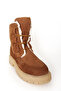 Wool Inside Lace-Up Non-Slip Sole Short Boots Real Nubuck Leather 23915 Z Tan - 4