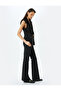 Slim Fit Pocketed Extra Long Spanish Leg Fabric Trousers - 2