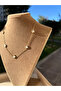 Steel Gold White Enameled 4 Leaf Multiple Mini Clover Necklace - 8