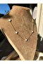 Steel Gold White Enameled 4 Leaf Multiple Mini Clover Necklace - 3