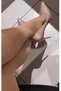 Women's Nude Skin Patent Leather 8cm Thin Transparent Cover Heeled Stiletto Shoes - 3