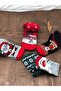 2 Socks with Christmas Print,New Year's Concept Snowflake 2 Candles and Cane Candy Concept Gift - 2
