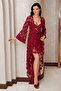 2410 Burgundy Color Satin Lace Embroidered 2-Piece Nightgown Set - 7