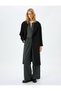 Double Breasted Buttoned Long Stamp Coat with Pockets - 2