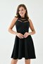 Women's Flexible Scuba Fabric Transparent Detailed Black Dress 2222 - 5