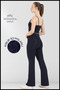 Women's Navy Blue Thick Winter Lycra Tights with Fleece Inside, High Waist, Spanish Style Legs, Double Pockets Winter 1064 - 5