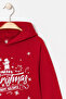 Christmas Printed Christmas Themed Hooded 2 String Ribbed Children's Sweatshirt - 7