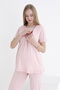 Short Sleeve Suitable for Breastfeeding Maternity and Maternity Pajamas Set with Ruffle Detail - 7