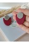 Women's Burgundy Polymer Clay Earrings with Steel Earring Apparatus - 4
