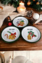 16 cm 3 Piece Enamel Plate Set, Coffee Plate for 3 People, Service Plate, Snack Plate, New Year, Gift - 2