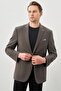 Men's Dark Beige Patterned Knitted Mono Collar Flexible 6 Drop Comfort Fit Casual Jacket 1002245163 - 3