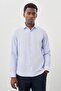 Men's Dark Blue Long Sleeve Hard Collar Cotton Slim Fit Shirt 1004245226