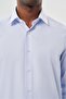 Men's Dark Blue Long Sleeve Hard Collar Cotton Slim Fit Shirt 1004245226 - 4