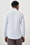 Blue Long Sleeve Hard Neck Pocketless Cotton Lycra Classic Slim Fit Slim Fit Shirt 1004245234 - 5