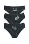 Plus Size Panties Black Color Cat Pattern 3 Pack Cotton High Waist