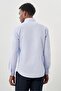 Men's Dark Blue Long Sleeve Hard Collar Cotton Slim Fit Shirt 1004245226 - 5