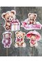 5-Piece Pink Sweet Teddy Bear Girl Birthday Ornament Large Cake Topper Cake Decoration Cupcake Cake Birthday - 3