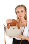 Women's Beige Tiger Small Hand and Shoulder Bag - 8
