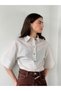 Light Glittery Retro Style Loose Short Sleeve Shirt Women's Cream Gold