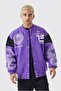 Unisex Oversize Purple Printed Bomber College Jacket