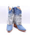 24K175 Blue Denim Pants Stoned Shiny Comfortable Thick Heel Different Design Stylish Cowboy Wes Boots Short Boots - 5