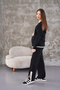 Maternity and Maternity Neck and Leg Stripe Soft Fabric Long Sleeve Tracksuit Set - 3
