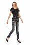 Wd431 Three Layers Belted Low Waist Denim Pants - 6