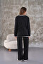 Maternity and Maternity Neck and Leg Stripe Soft Fabric Long Sleeve Tracksuit Set - 4