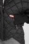 Women's Fixed Hood Knit Rib Knit Detail Quilted Sports Puffer Jacket - Stylish and Warm Design 8704 - 9