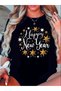 New Year's Themed Red and White Men's and Women's T-Shirt - Happy New Years Printed, Oversize Loose