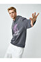 Hooded Oversize Sweatshirt Rose Gold Butterfly Printed Bat Sleeve - 2