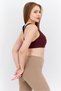 Women Brand Logo Padded Sports Bra, Maroon - 2