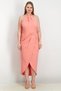 Women Knot Neck Tulip Hem Midi Dress, Coral Pink