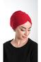 Red Practical Ready-made Hijab Bonnet Fukuro Glitter Gathered 2116_31 - 3