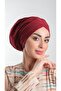 Claret Red Practical Ready-to-Fit Hijab Bonnet Sandy Fabric Gathered 2114_16 - 2