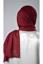 Claret Red Practical Ready-made Hijab Shawl Knitted Fabric Stoned Flower Pattern 2118C_16 - 4
