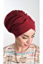 Claret Red Practical Ready-to-Fit Hijab Bonnet Sandy Fabric Gathered 2114_16 - 3